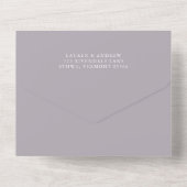 Lavender Minimalistisch Hochzeit alles in einer Ei All In One Einladung (Rückseite)