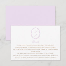 Lavender Minimalistisch Monogram Wedding Begleitkarte