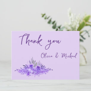 Lavender minimalistische elegante Hochzeit Danke-C Dankeskarte