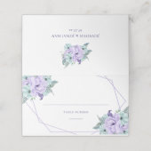 Lavender Mint Lila Geometric Wasserfarbe Peonies Platzkarte (Außenseite Aufgefaltet)