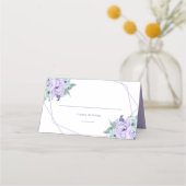 Lavender Mint Lila Geometric Wasserfarbe Peonies Platzkarte (Vorderseite)