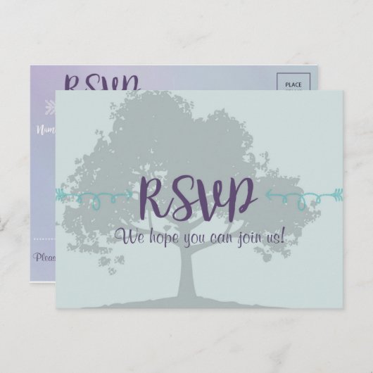 Lavender Mint Wedding RSVP Postcard Einladungspostkarte (Vorne/Hinten)