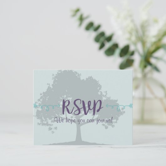 Lavender Mint Wedding RSVP Postcard Einladungspostkarte (Stehend Vorderseite)