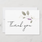 Lavender minze gold Aquarellblüte Vielen Dank Einladung (Vorderseite)