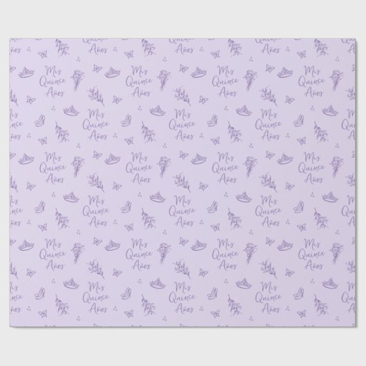 Lavender Mis Quince Años Quinceanera Geschenkpapier (Flach)