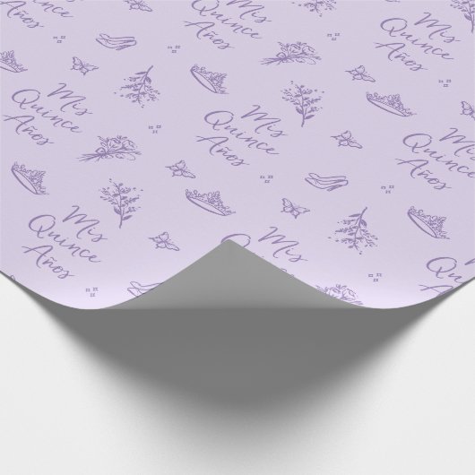 Lavender Mis Quince Años Quinceanera Geschenkpapier (Ecke)