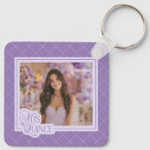 Lavender Mis Quince Quinceañera Foto Keepake Schlüsselanhänger (Rückseite)
