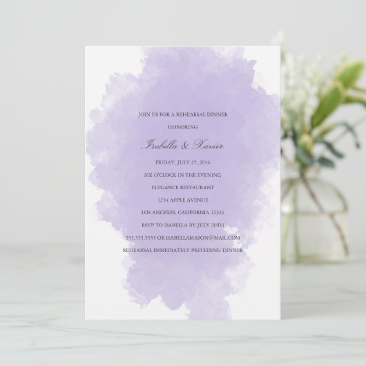 Lavender Mist | Probe - Abendessen Einladung (Stehend Vorderseite)