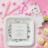 Lavender mit Eukalyptus Greenery Square Wedding Pappteller (Party)