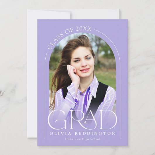 Lavender Modern 2 Foto Arch Abschluss Ankündigung (Vorderseite)