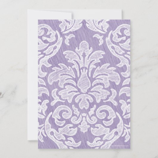 Lavender Modern Damask Brautparty Party Einladung (Rückseite)