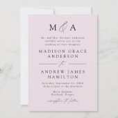 Lavender Modern Elegance Monogram Wedding Einladung (Vorderseite)