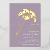 Lavender Modern Floral Baby Dusche Folieneinladung (Vorderseite)