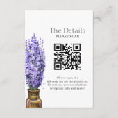 Lavender Modern Floral Wedding QR Code Details Begleitkarte (Vorderseite)