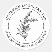 Lavender Modern Label Runder Aufkleber (Vorderseite)