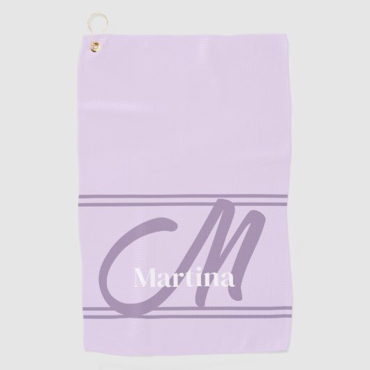 Lavender Modern Monogram Golf Towel für sie Golfhandtuch (Vorderseite)