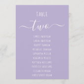 Lavender Modern Script Purple Seating Chart Card (Vorderseite)