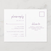 Lavender Modern Script Wedding Meal Choice UAWG Postkarte (Rückseite)