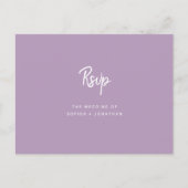 Lavender Modern Script Wedding Meal Choice UAWG Postkarte (Vorderseite)
