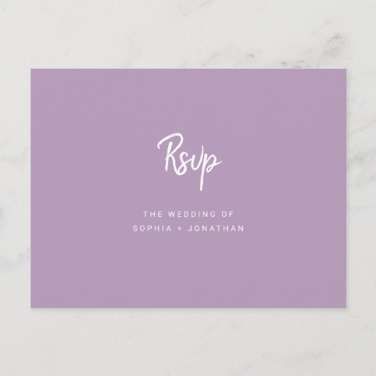 Lavender Modern Script Wedding Meal Choice UAWG Postkarte (Vorderseite)
