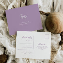 Lavender Modern Script Wedding Meal Choice UAWG