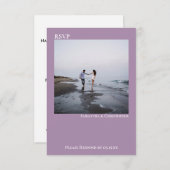 Lavender Modern Simple Minimalistisch Foto Wedding RSVP Karte (Vorne/Hinten)