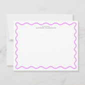 Lavender Modern Wavy Border Personalized Note Card Einladung (Vorderseite)