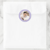 Lavender Modern Wedding Foto Save the Date Runder Aufkleber (Tasche)