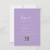 Lavender Modern Wedding QR Code UAWG RSVP Karte (Vorderseite)