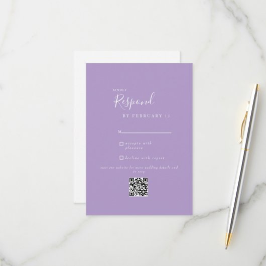 Lavender Modern Wedding QR Code UAWG RSVP Karte (Vorderseite/Rückseite Beispiel)