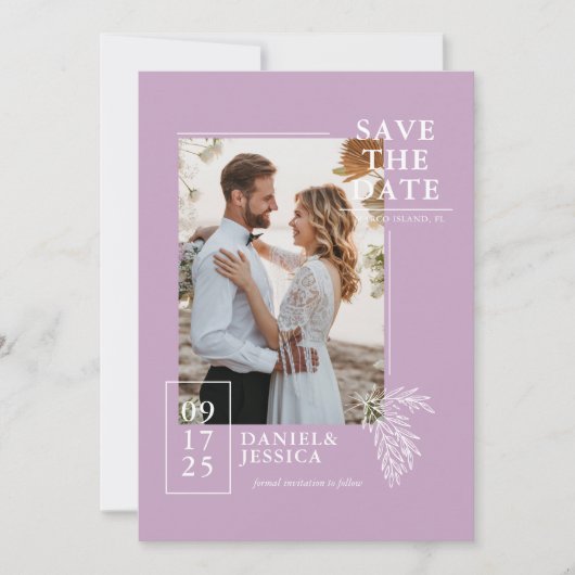 Lavender Modernes Foto Hochzeit retten das Datum Save The Date (Vorderseite)