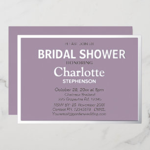 Lavender Modernes Klassisches Brautparty Folieneinladung
