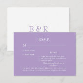 Lavender Monogram Dinner Choice Wedding RSVP Card Karte (Vorne/Hinten)