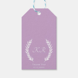 Lavender Monogram Elegant Moderne Hochzeit Geschenkanhänger