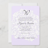 Lavender Monogram Elents Wedding Einladung (Vorderseite)
