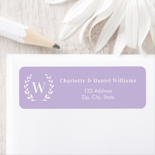 Lavender monogram initial wreath return address (Insitu)