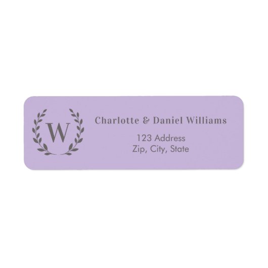 Lavender monogram initial wreath return address (Vorne)