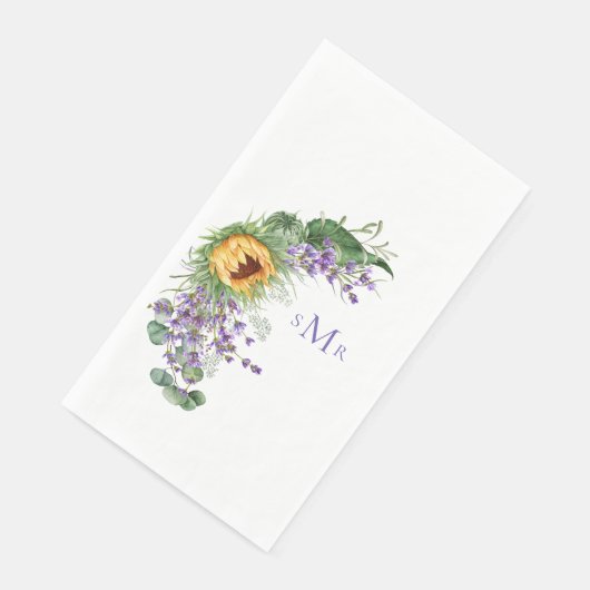 Lavender Monogram Sonnenblume Serviette (Ecke)