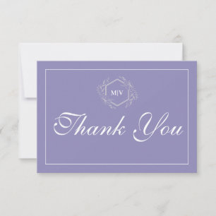 Lavender Monogram Wappen Danke-Karte Dankeskarte