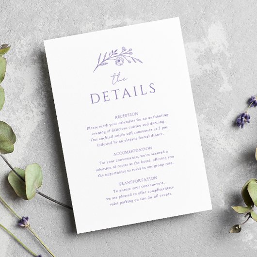 Lavender Monogram Wedding Begleitkarte