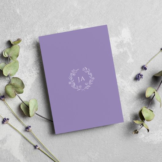 Lavender Monogram Wedding Begleitkarte