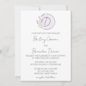 Lavender Monogram Wedding Einladung (Vorderseite)