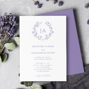 Lavender Monogram Wedding Einladung