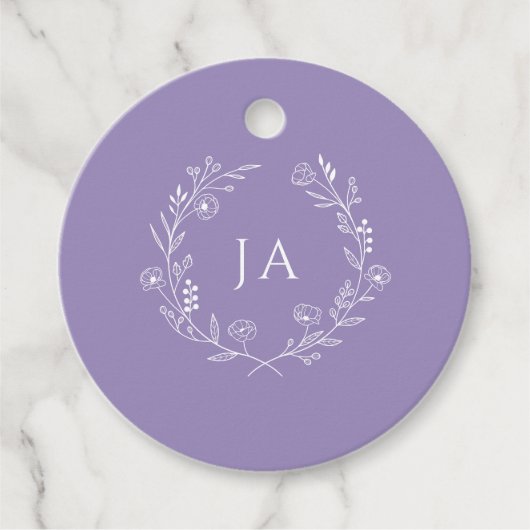 Lavender Monogram Wedding Geschenkanhänger (Vorderseite)