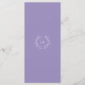 Lavender Monogram Wedding Menükarte (Rückseite)