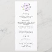 Lavender Monogram Wedding Menükarte (Vorderseite)