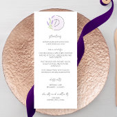 Lavender Monogram Wedding Menükarte