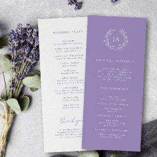 Lavender Monogram Wedding Programm