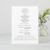 Lavender Monogram Wedding Programm (Stehend Vorderseite)