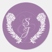 Lavender Monogram Wedding Runder Aufkleber (Vorderseite)
